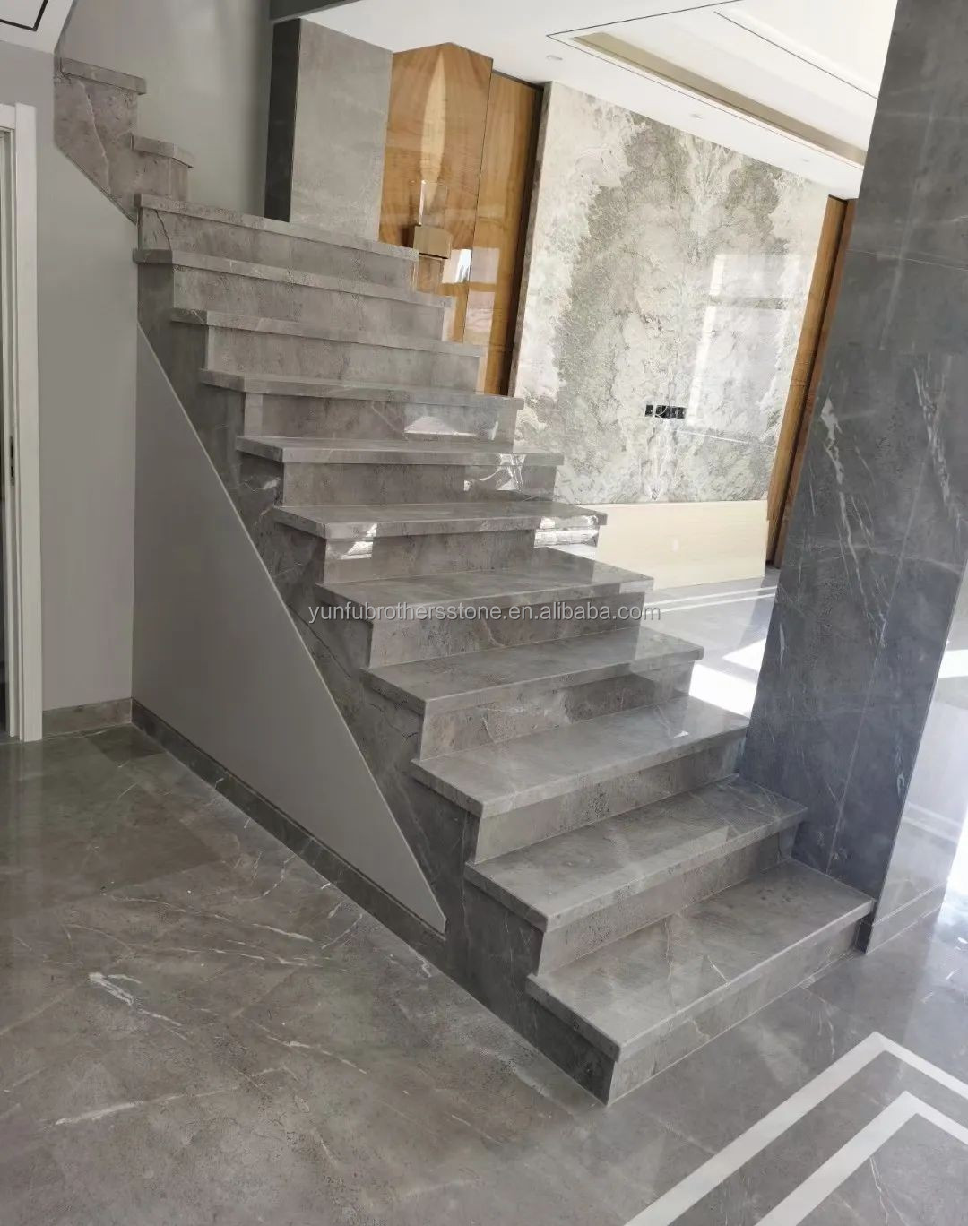 Natural Stone Big Slab Cut-to-Size Honed Stone Slab Modern Marble Stairs for Indoor Villa