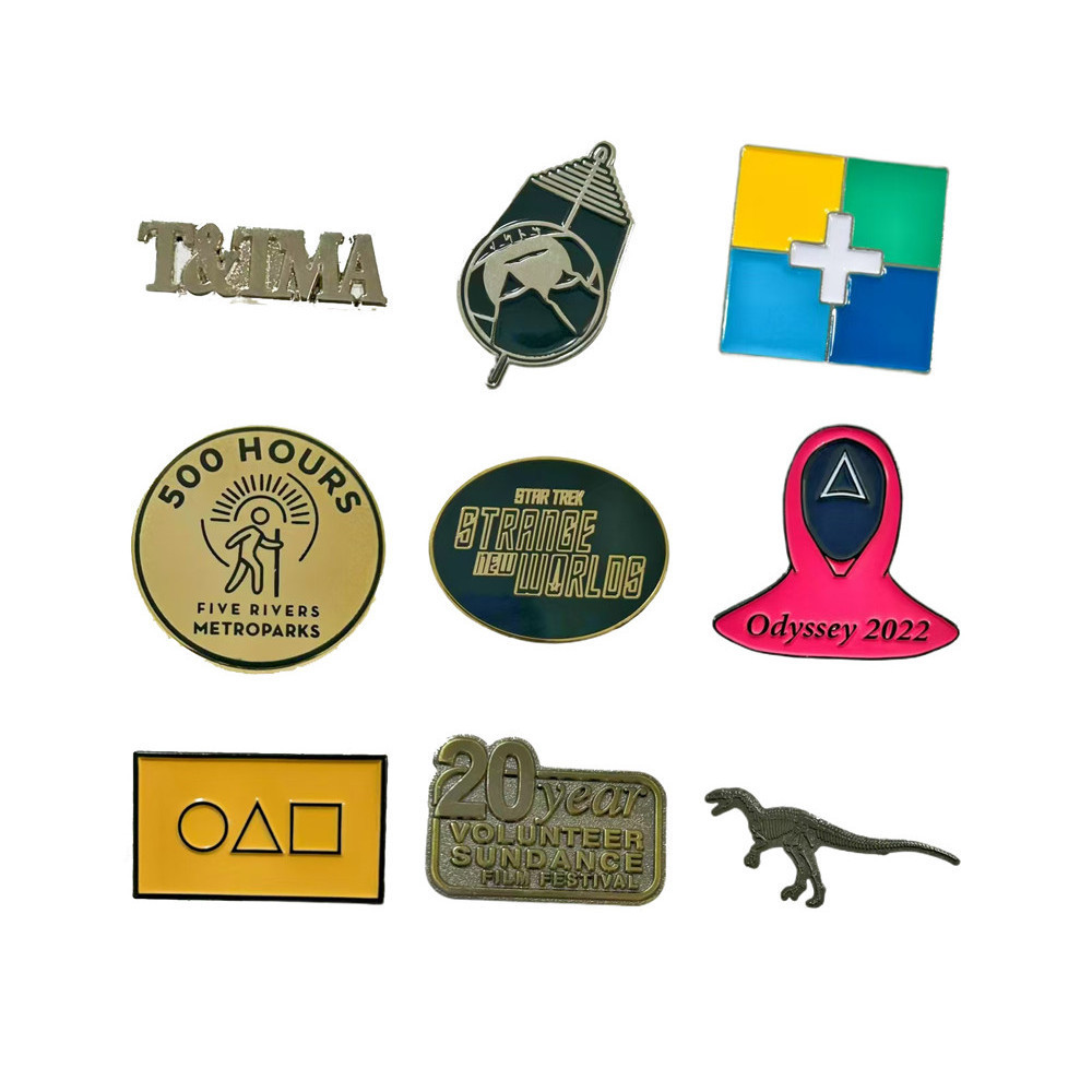 custom metal crafts wholesale anime logo glitter pins badge metal lapel soft hard enamel pins