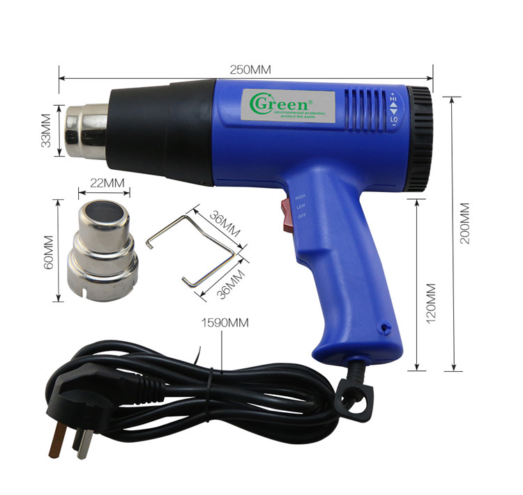 Green-1918 high speed 1800w adjustable hot air heat gun