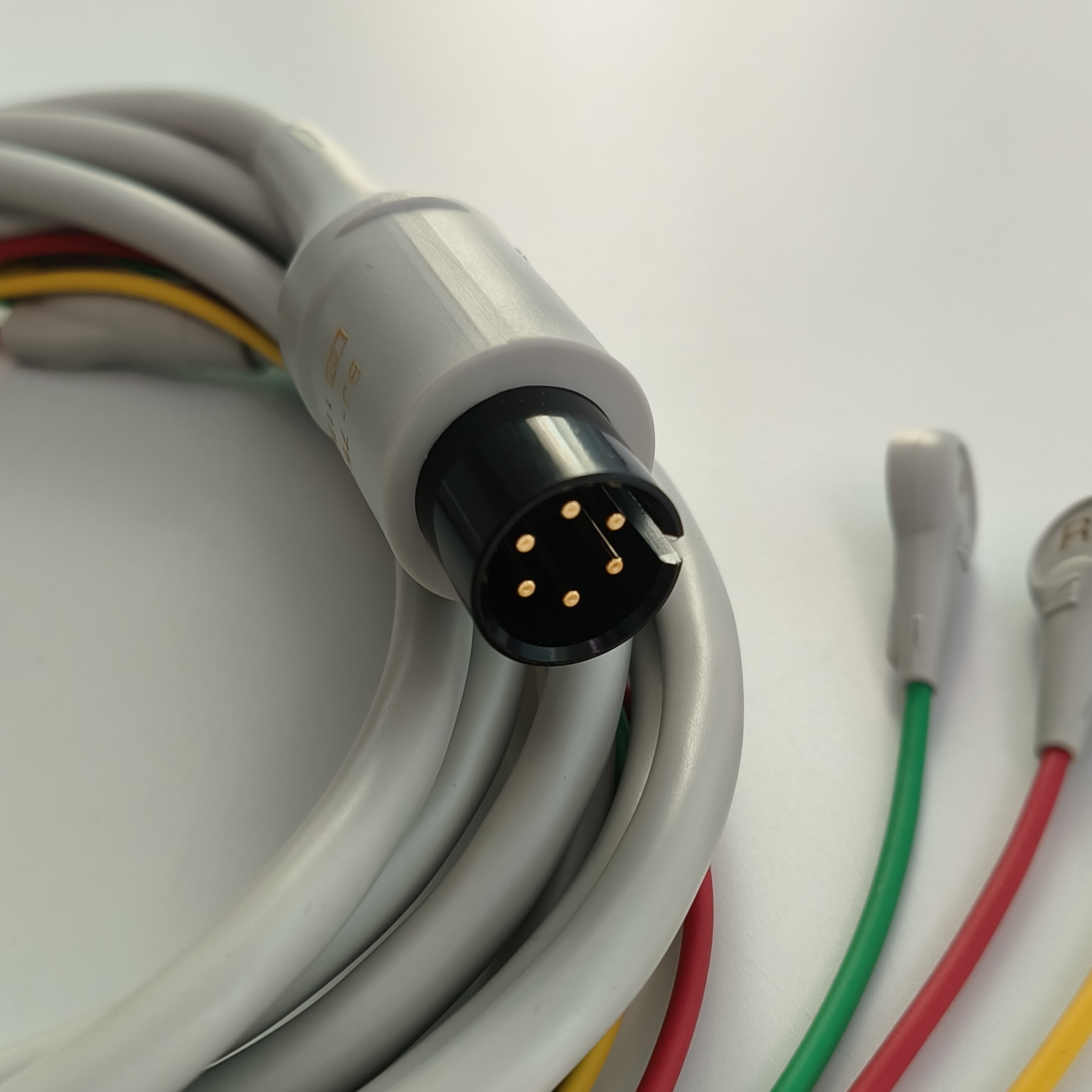 BJ-753P NIHON KOHDEN Heart Conductivity Wire Black Round Head 6 Pin Three Lead European Standard Button