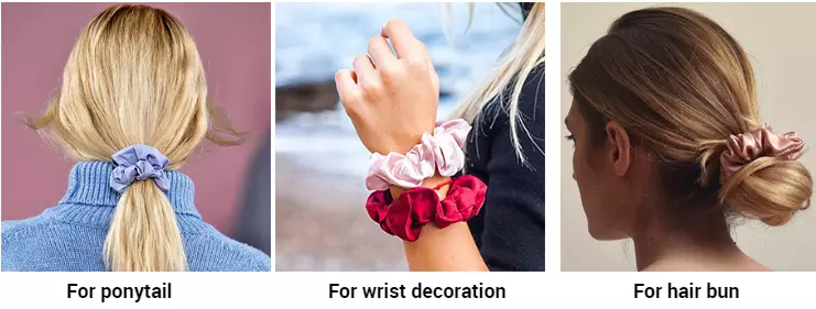 Colored Washable Silk Scrunchie , 19 Momme Stretchy Hair Ties For Girls