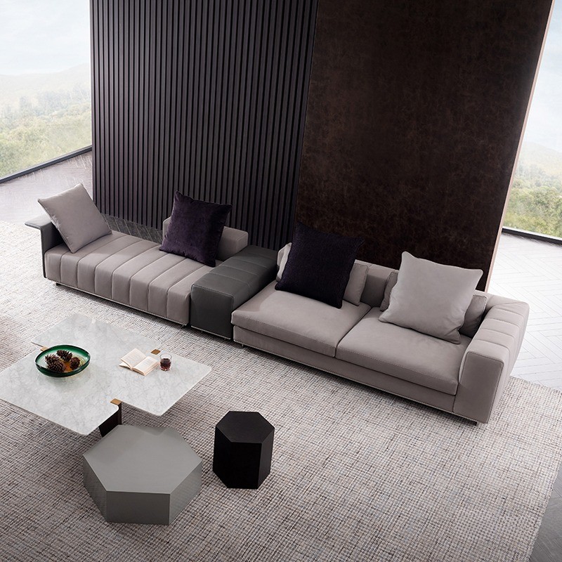 OEM Hotel Lobby Furniture Modular Sofa Set Leather Fabric Straight Sofa Living Room