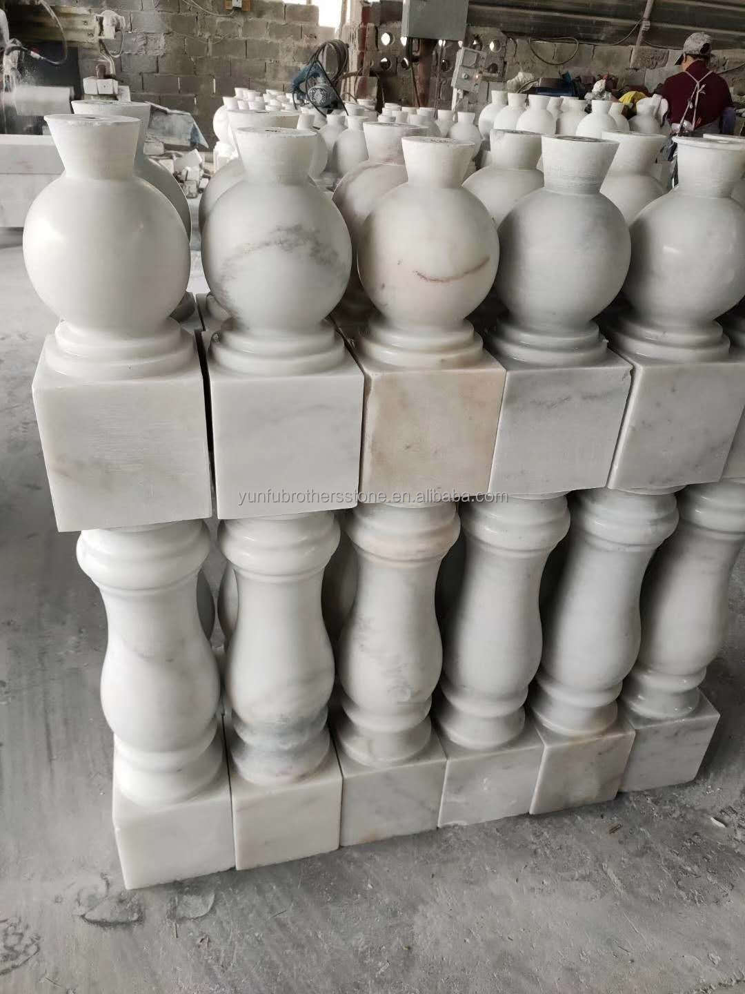 Polished Surface Finished Handrail Column for Home Decorations in Guangxi White Marble