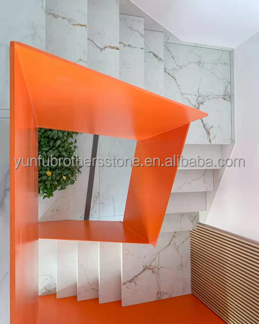 Interior Graphic Design Artificial Stone Steps Tiles for Modern Sintered Staircase