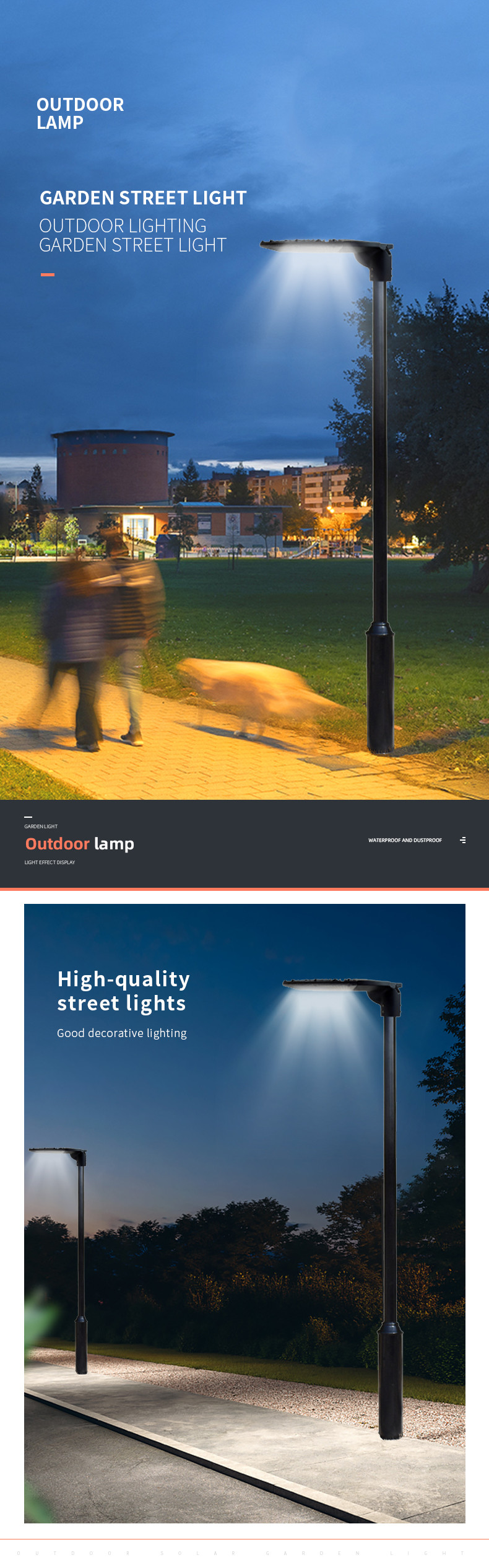 Non Solar Outdoor LED Garden Pole Lights High Lumen Commercial 40 Watt