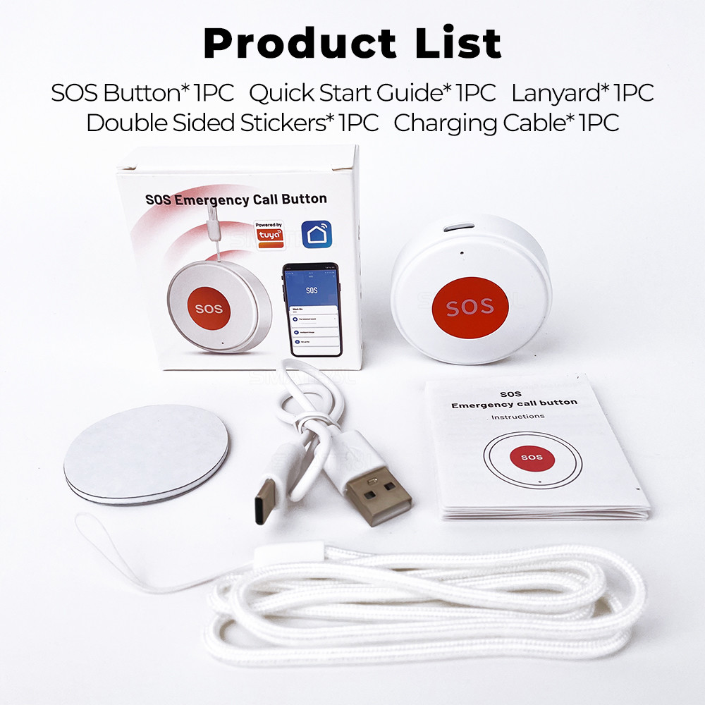 Tuya WIFI Smart SOS Call Button Wireless Caregiver Pager Smart Call System Nurse Calling Elder Alert Patient Help System Smart Life