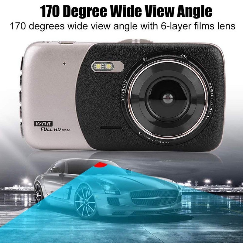 Wireless 4 Inch 1080p Car DVR 4K Dash Cam Dual Lens Front And Rear