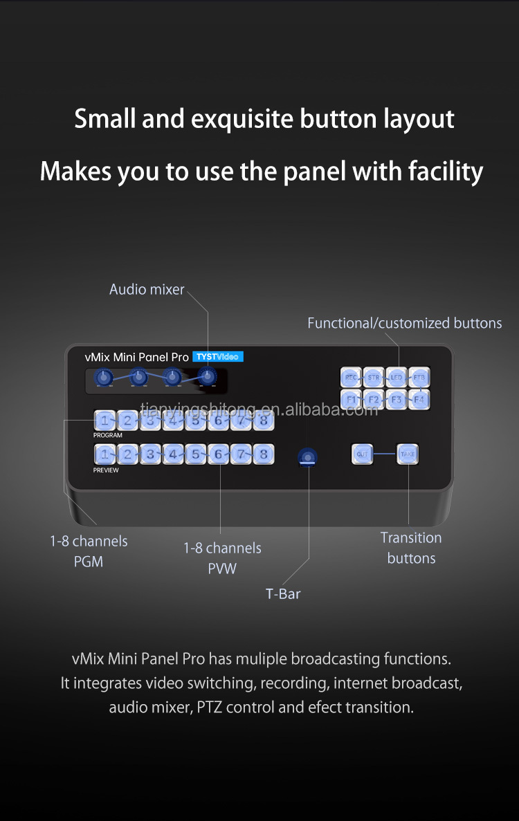 TYSTVideo Recording and Broadcasting Control Panel Vmix Mini Directing Switch Keyboard