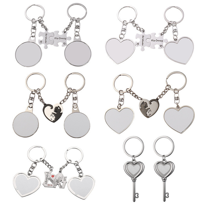 Heart Shape Sublimation Keyring Pendant For Sublimation Photos Printing