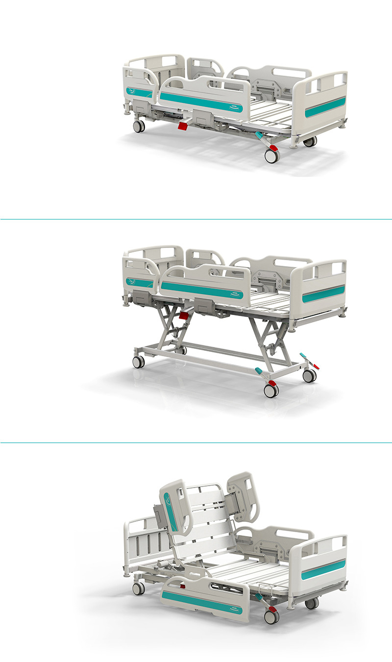 Factory Metal Multifunction Folding Medical Furniture Icu Patient Nursing Adjustable Electric Hospital Bed With Casters