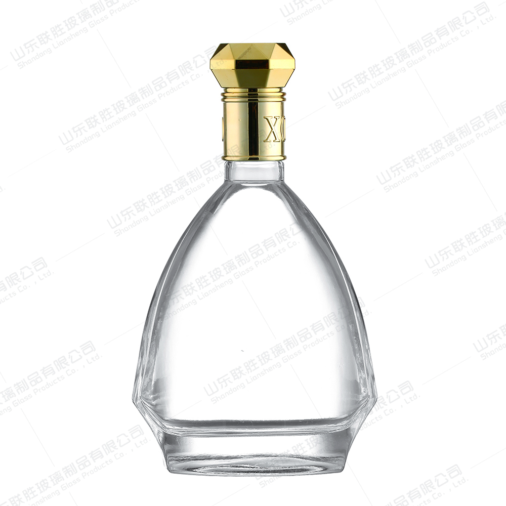 900ml Clear Rum Spirit Whiskey Bottle with Rubber Stopper Customied Glass Wine Bottle