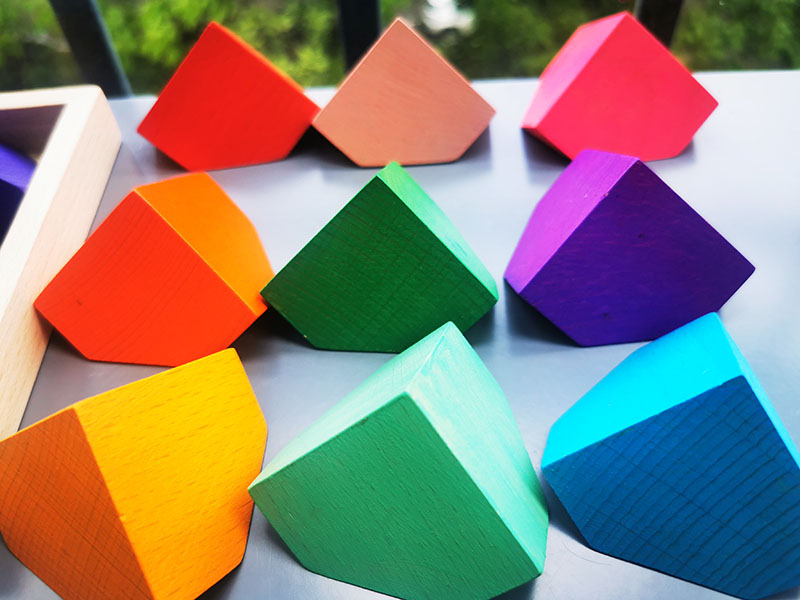 2300g 4cm Rainbow Wooden Flower Puzzle Wooden Stone Stacking Game