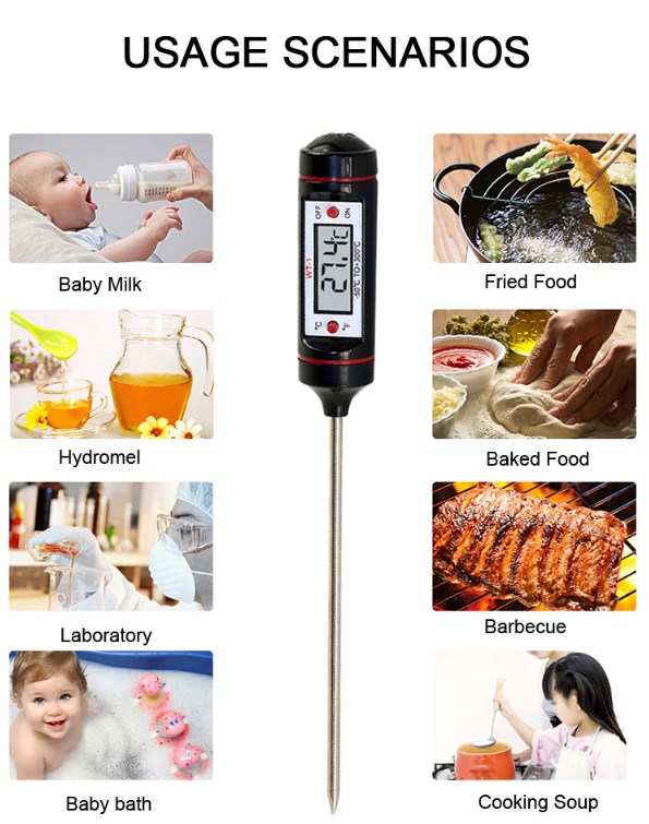 Digital Thermometer 304 Stainless Steel Probe Food Thermometer WT-1 -50 to 300C degree