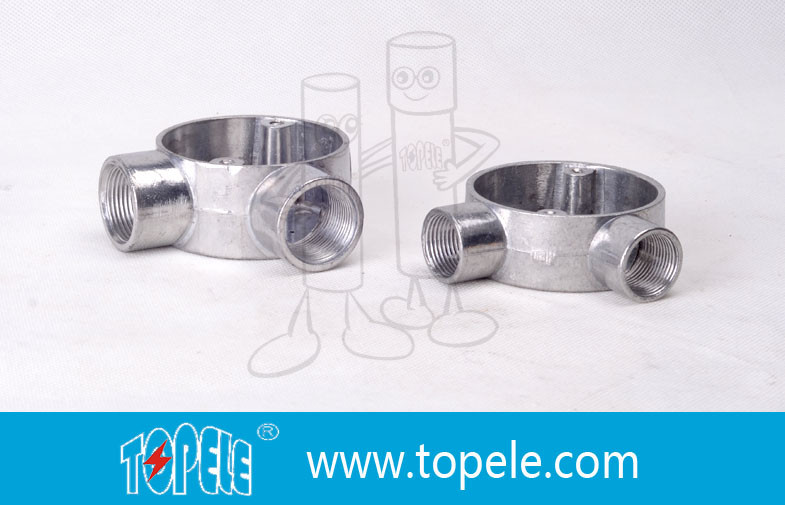 TOPELE 25mm / 32mm BS Electrical Conduit Galvanized Aluminum Circular Junction Box For Conduit Fittings