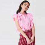 China Lady Clothing Pink Frill Women Shirt for sale