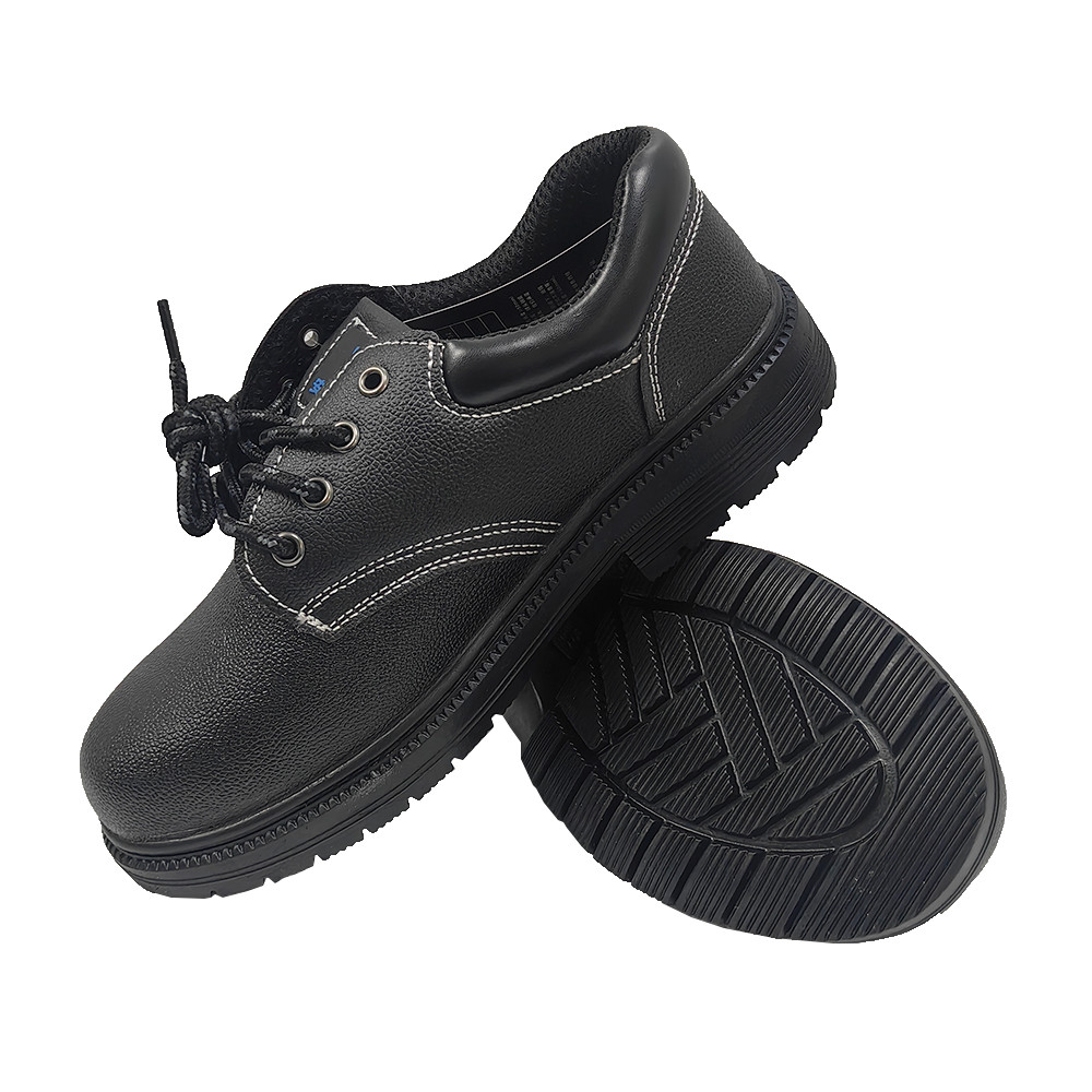 Unisex Anti Smash Construction Work Shoes Low Cut Steel Midsole Rubber Steel Toe Leather Upper Safety Shoes