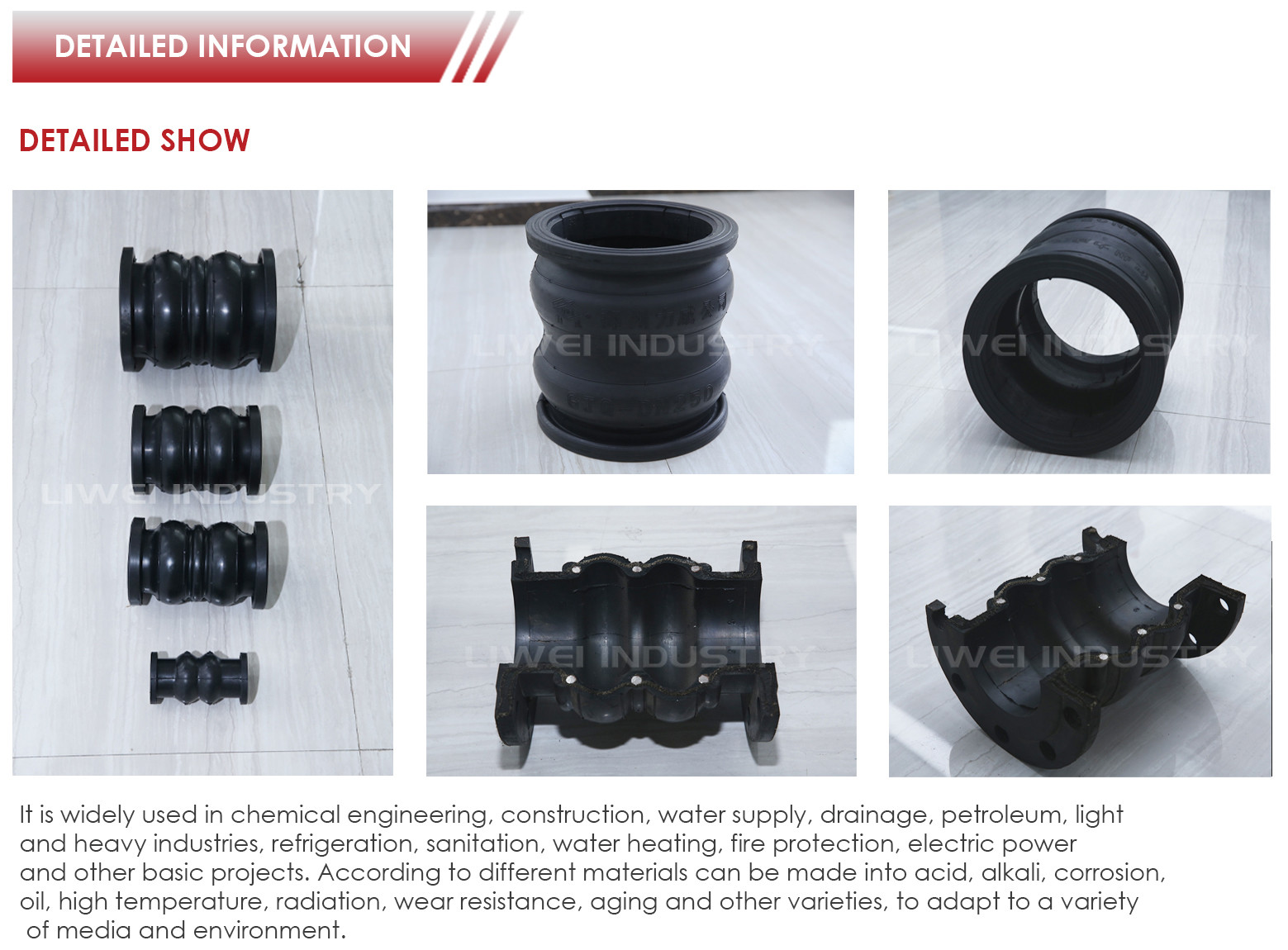 2 Inch 4" 6" Rubber Expansion Joint PTFE Lined Double Sphere