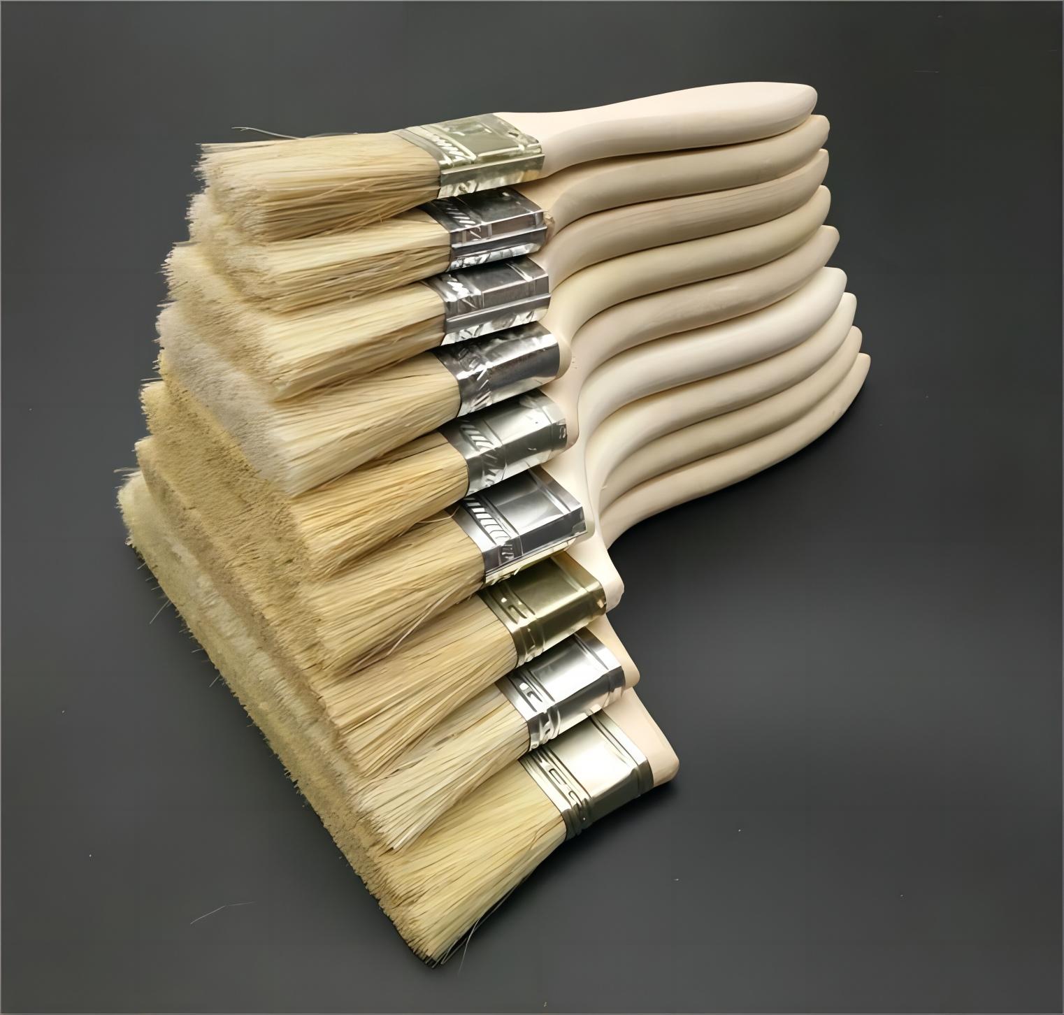 Pure Bristles Paint Brush With Wooden Handle and Epoxy Glue for Wall Paint Application
