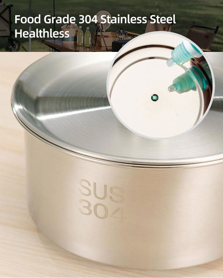 Amazon TOP Seller 304 Stainless Steel Non Stick Fry Pan Outdoor Cooking Set Camping Cookware Set For Hiking