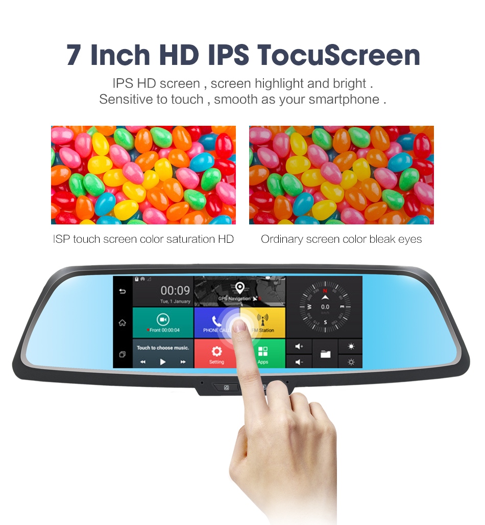 3G GPS 7inch Car Camcorder FHD 1080P Emergency Lock Multi Language