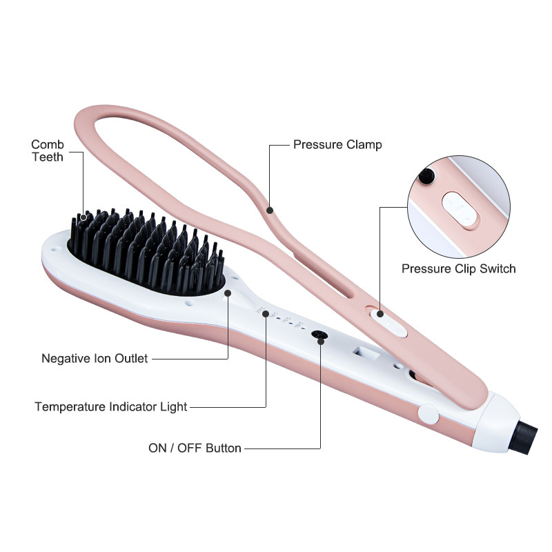 OEM / ODM Ceramic Hair Straightener Brush Comb Curler Set With Clip