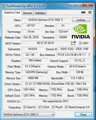 3D Gaming Placa De Video GTX 1050ti 4GB DDR5 128bit 1124 MHz