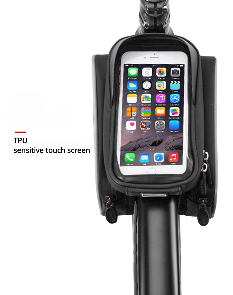 Bicycle upper tube bag mobile phone touch screen road bike mountain bike front beam bag frame bag riding equipment acces