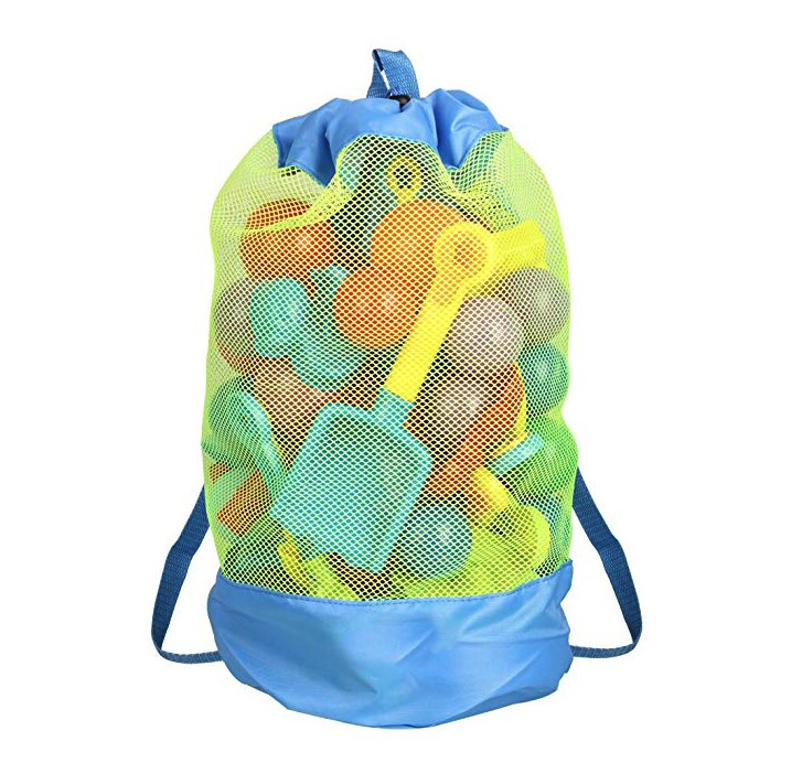 Beach Tote Nylon Medium Mesh Drawstring Bags Swimming Clear Transparant