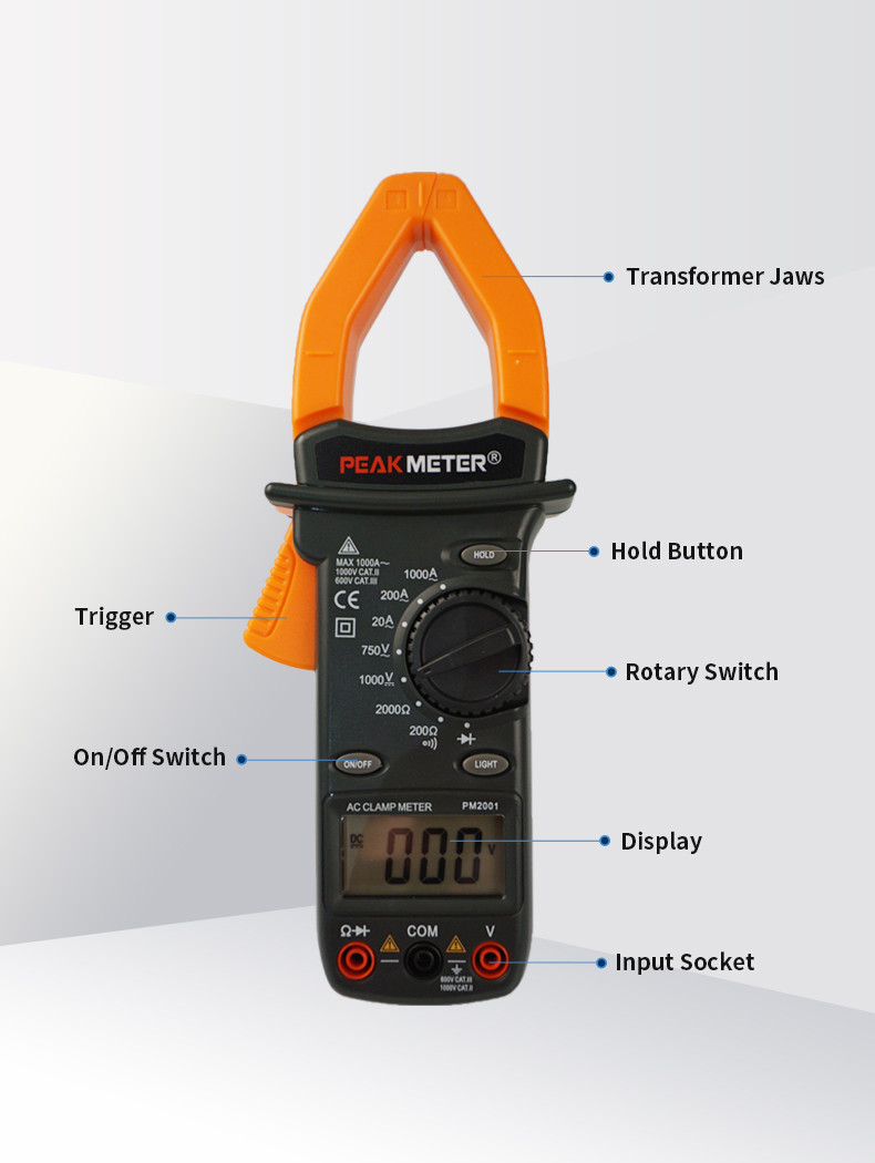 Digital Clamp Meter Multimeter , AC Current /Voltage , DC Voltage , Continuity Measurement