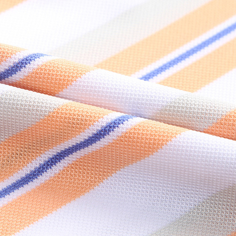 87% Polyester Golf Yellow And White Striped T Shirt Business Casual Collared Shirt