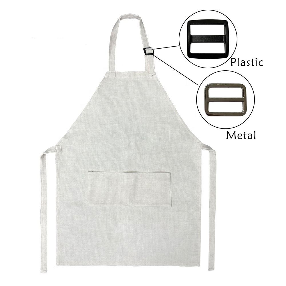 Printable Blank White Adjustable Sublimation Linen Apron With Pocket For Adult and Kids