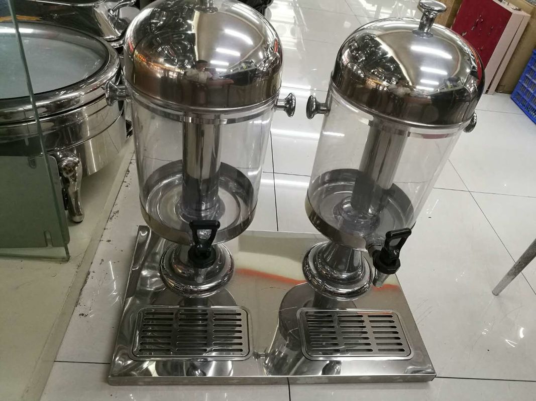 8 + 8Ltr Stainless Steel Cookwares / Round Lid Double Juice Dispenser with Plastic Handle Center Ice Core