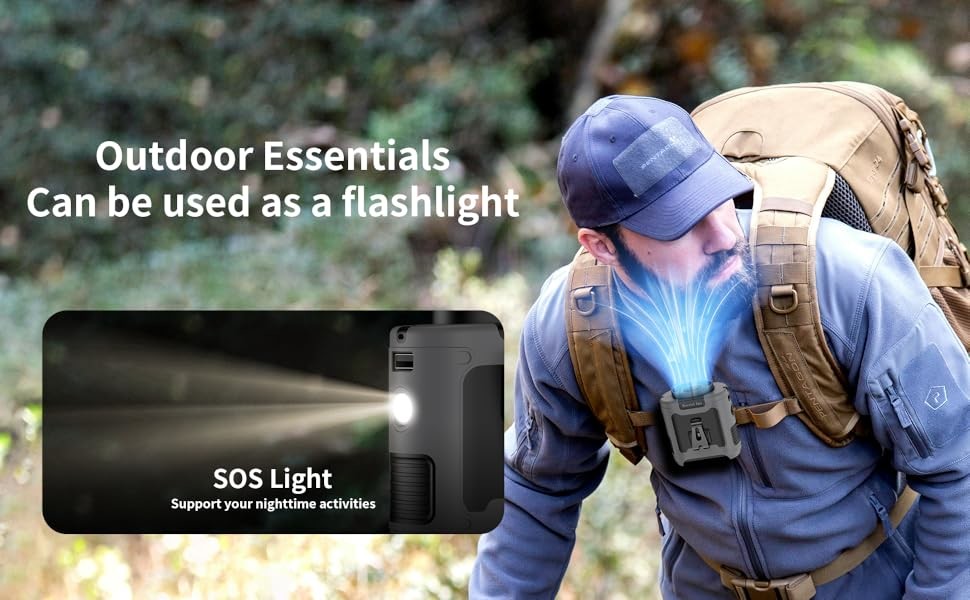 Socool Fan Waist Clip Camping Multifunction Portable Fan 10000MAh With Sos Led Light