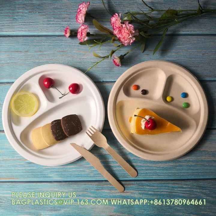 Eco-Friendly Customized Size Grease Oil Water Proof Microwavable Plate Disposable Compostable Sugarcane Bagasse