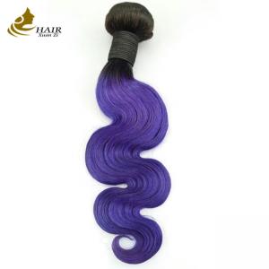 China Purple Wavy Ombre Human Hair Extensions 26 Inch Kinky Curly on sale
