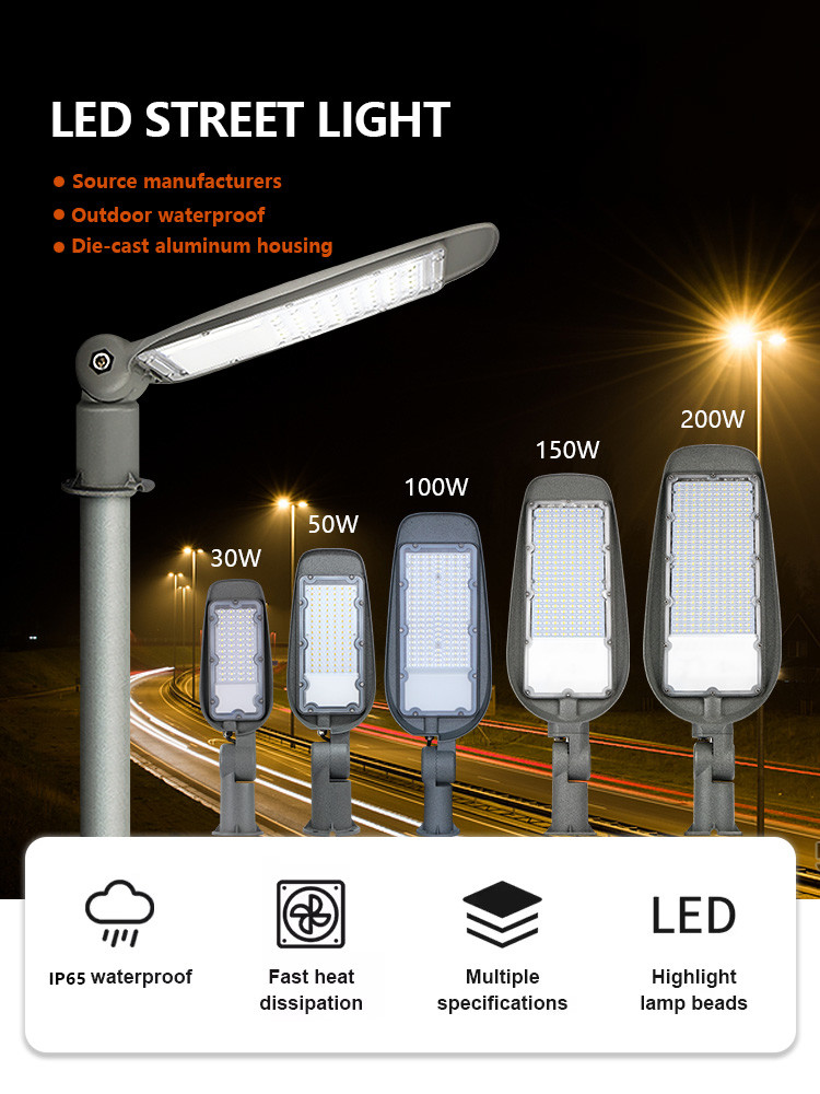 KCD Waterproof High Brightness Lamp Outdoor 100 Watt Long-Distance LED Street Light With Auto Dimming Control