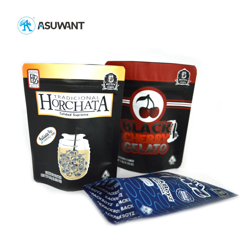 Resealable Small Mylar Stand Up Pouches Heat Seal Smell Proof Weed Spice Packaging