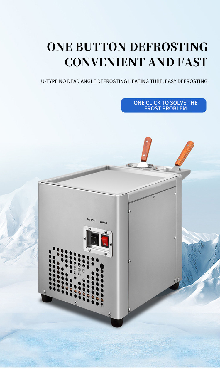 Factory Supply Square Pan Fried Ice Cream Machine/ Single Fried Ice Cream Roll Machine/ Thailand Fry Ice Cream Machine