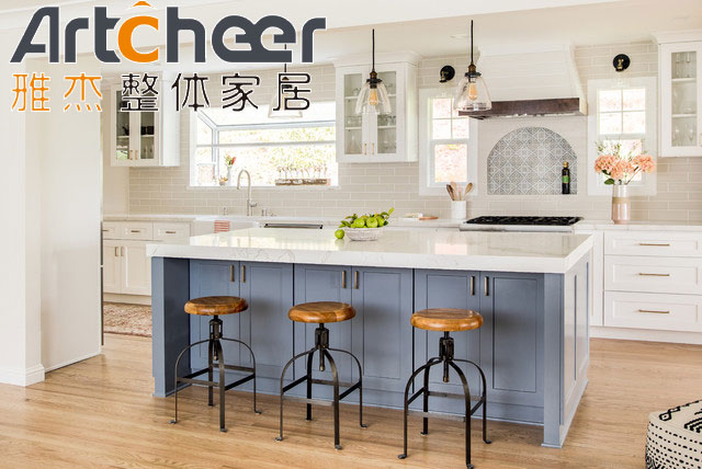 Marble Custom Kitchen Islands Center Bar Cabinet with Stone Top and Durable Door Base Cabinets