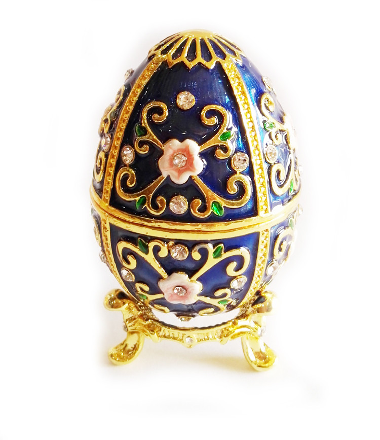 Zinc Alloy Luxury Easter Egg jewelry Box Russian Reticulate Metal Faberge Egg Easter Egg Gift Decorate Box Home Desk