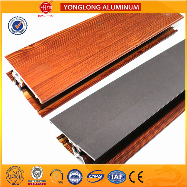 Wooden Finish Aluminum Extrusion Profiles For Sliding Window Decoration