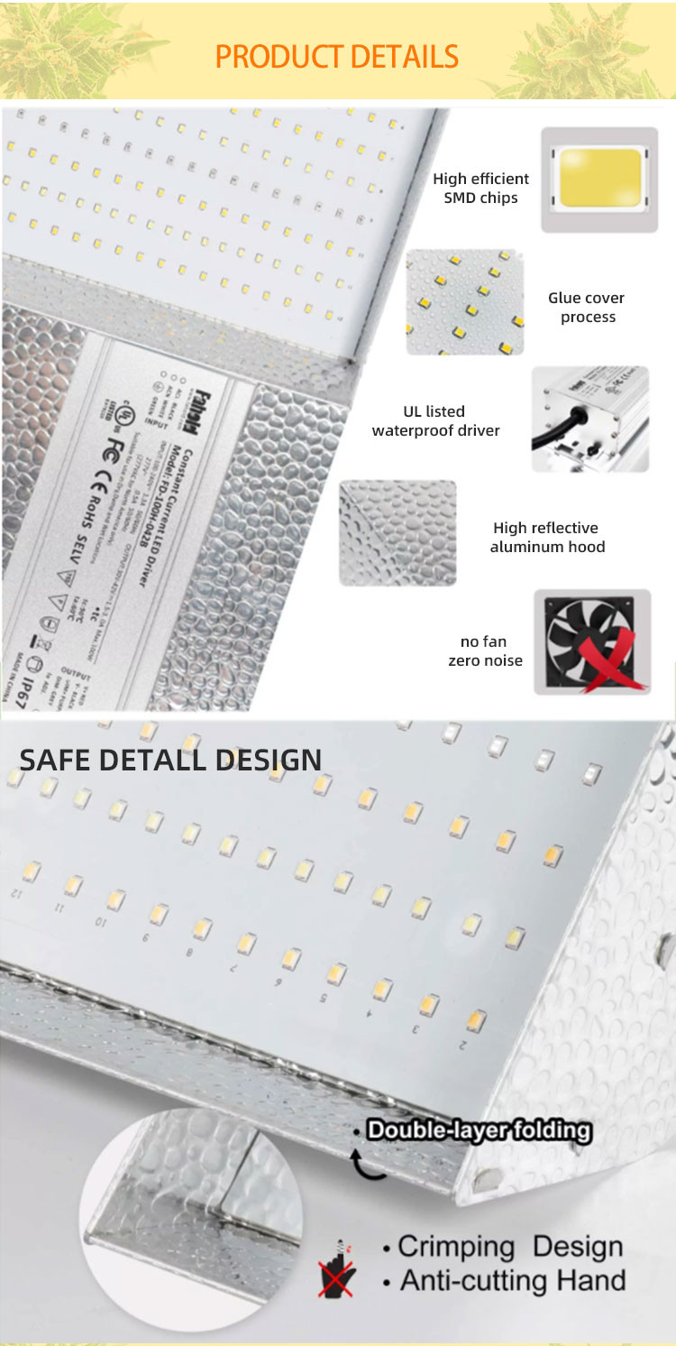 High Ppfd 450W Dimmable Led Grow Light 2.75gumol/s/W For Greenhouse