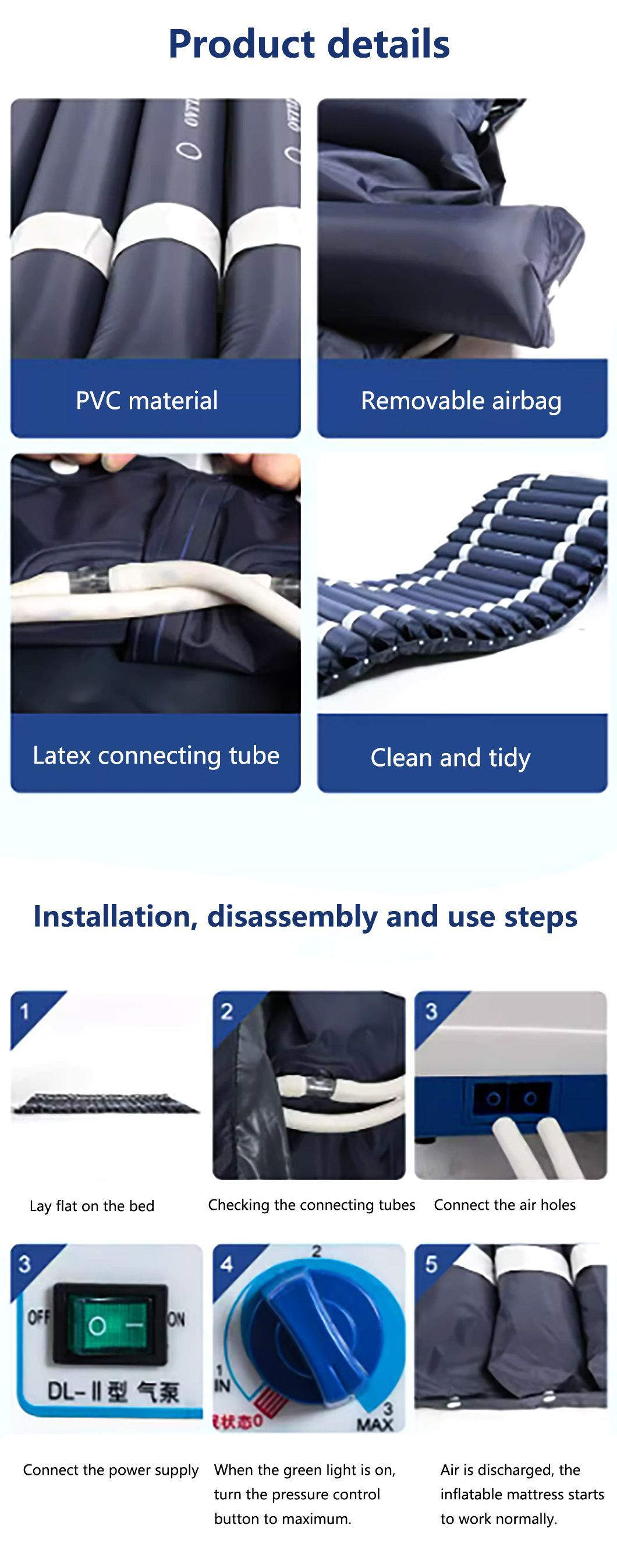 New Wholesale Multi-Functional Medical Bed Air Mattress Anti-Bedsore Air Cushion Home Circulation Silent Inflatable Cushion