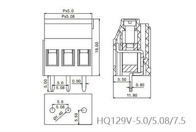 HQ129V-5.08mm Pitch Pcb Screw Terminal Block 300V 20A Panel Mounted