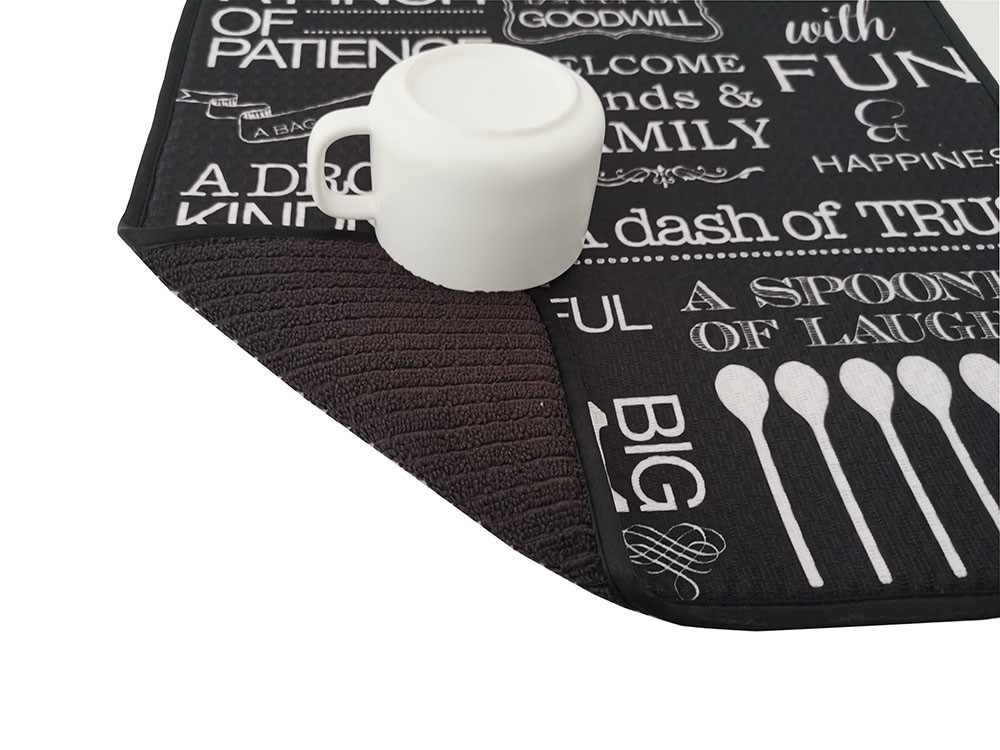 All Polyester Decorative Absorbent Dish Drying Mat For Dish Racks