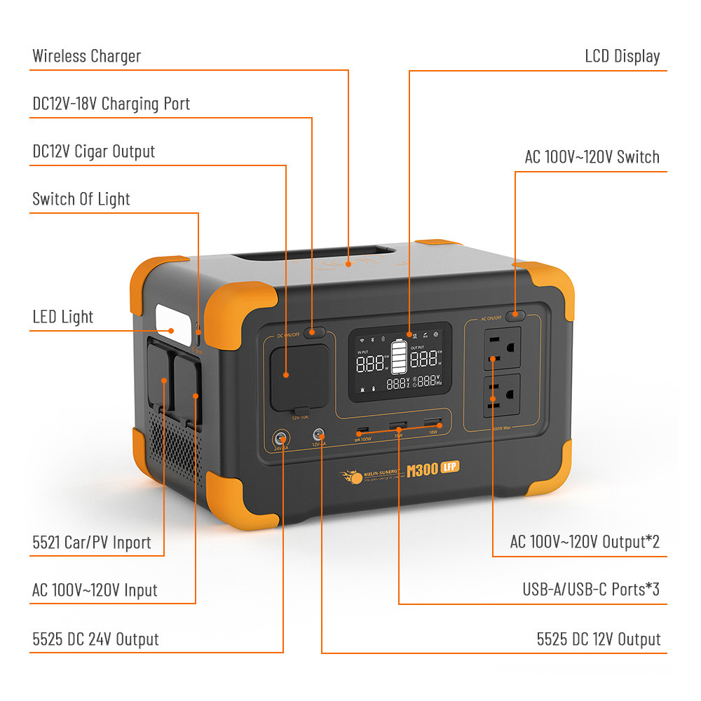 Rechargeable Lithium Battery Solar Generator 300W UPS LiFePO4 Solar Energy Power Bank