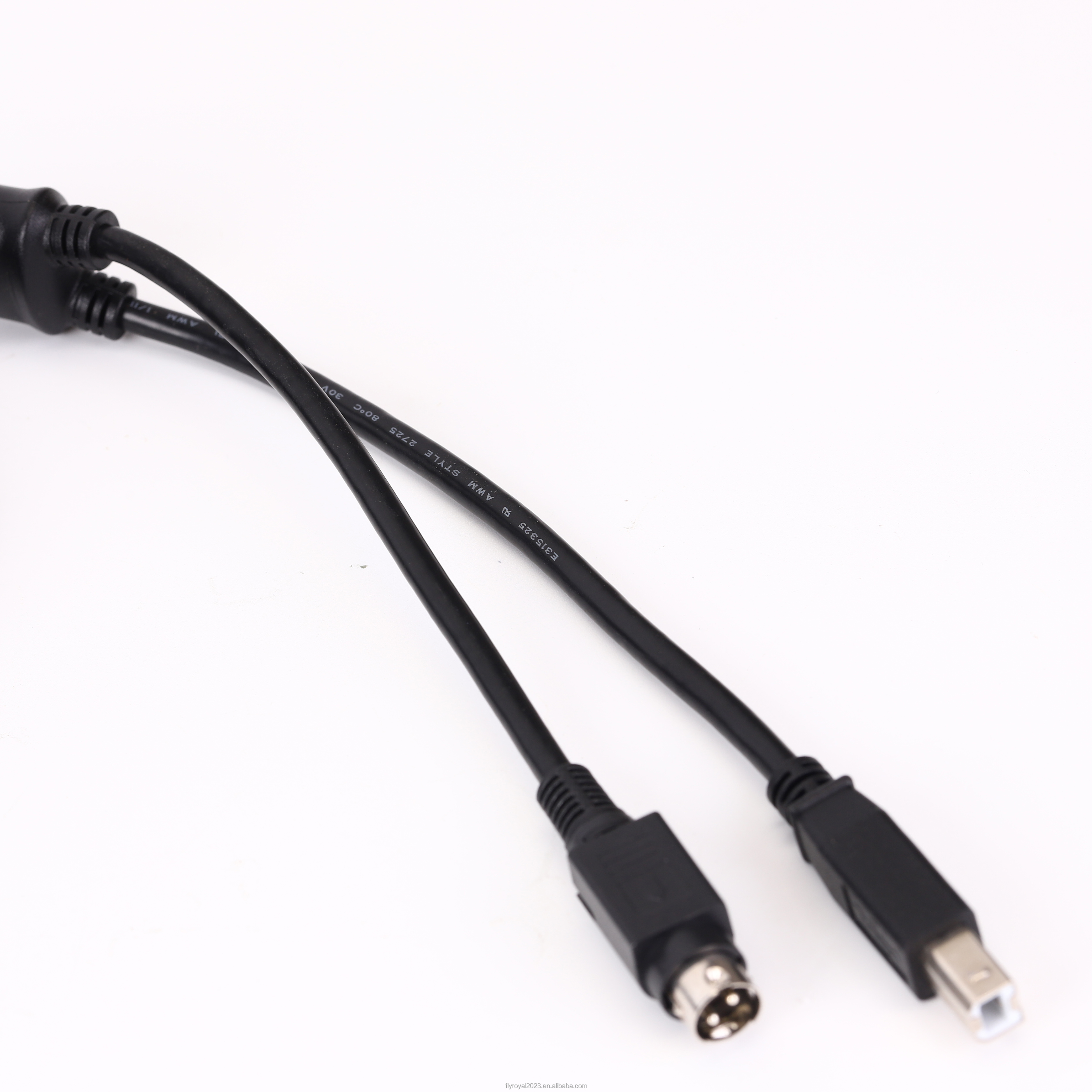 5A Nylon 24V Powered USB Cable To USB-B Male And Hosiden Plug For Printer