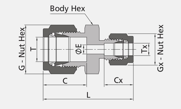 Swagelock Type Stainless Steel Tube Fittings Head Code Hexagon With Ferrule Connector