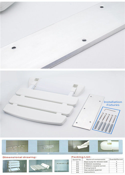 Convenient Wall Mounted Shower Bench , ABS Panel Folding Shower Seat Easily Install