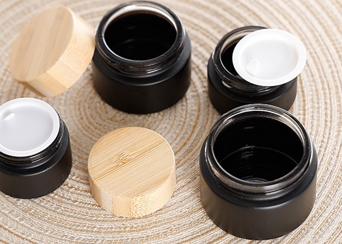 15g 20g 30ml 50g 100ml Clear Black Amber Green Cosmetic Body Butter Cream Glass Jar With Bamboo Lid